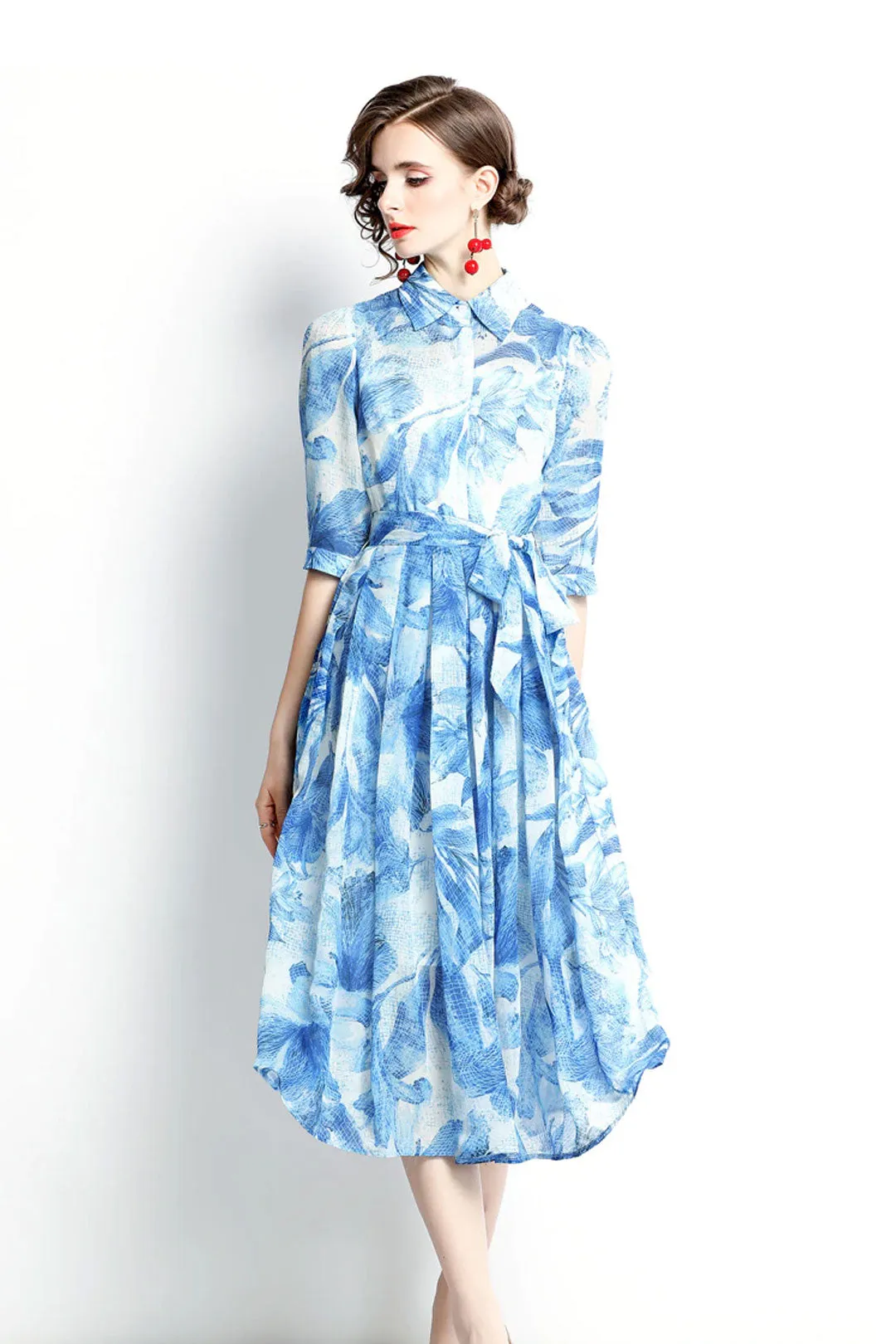 Midii Dress, Boho Vintage Dress, Blueleaf