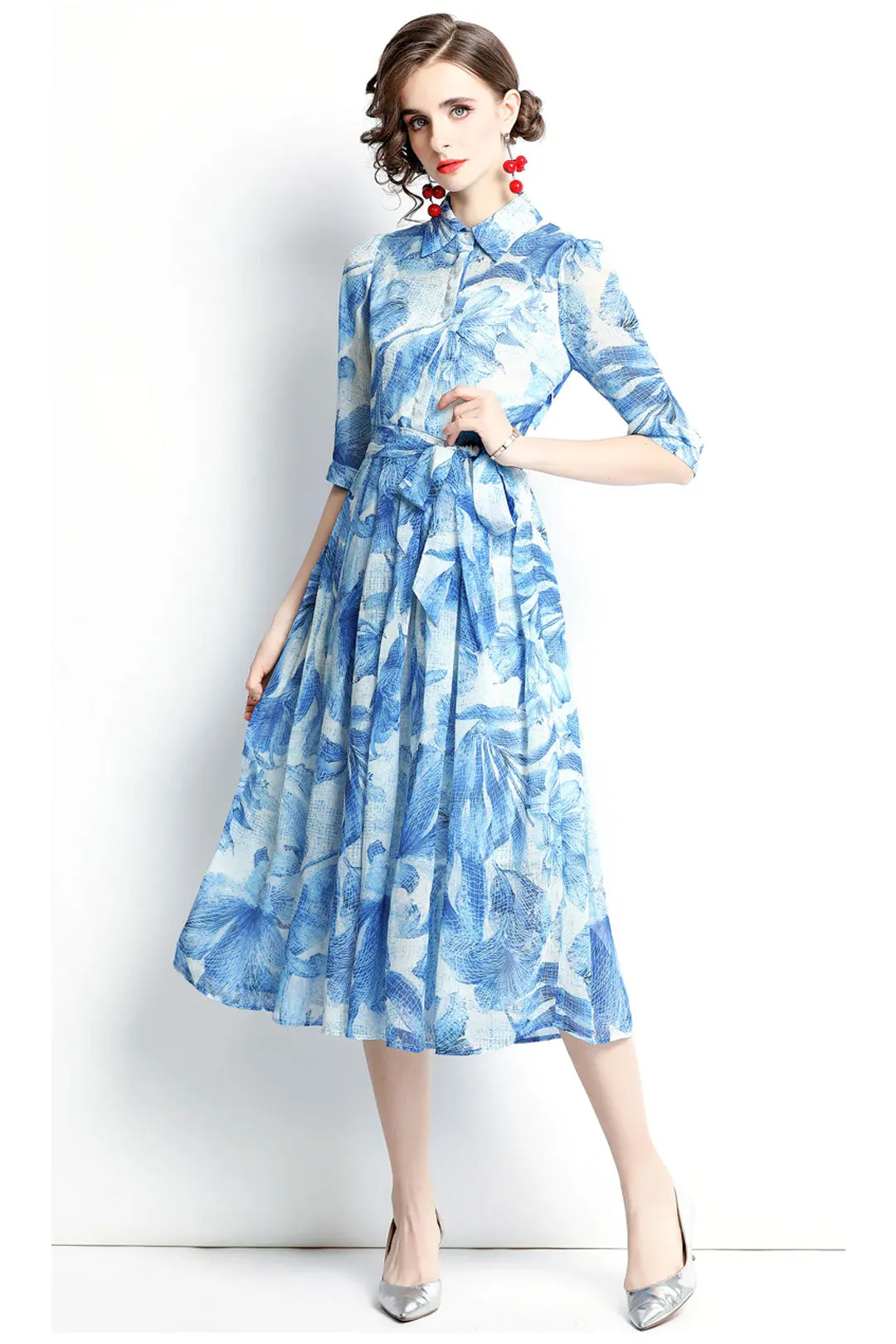 Midii Dress, Boho Vintage Dress, Blueleaf