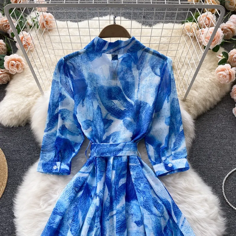 Midii Dress, Boho Vintage Dress, Blueleaf
