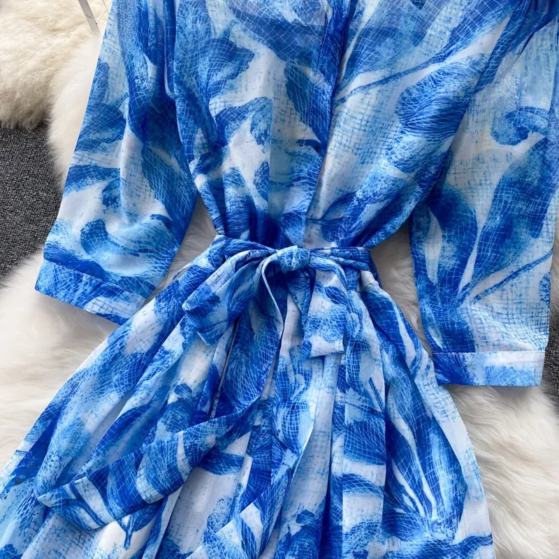 Midii Dress, Boho Vintage Dress, Blueleaf