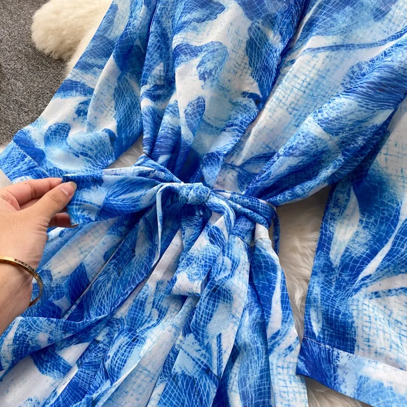 Midii Dress, Boho Vintage Dress, Blueleaf