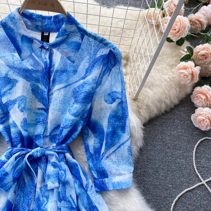 Midii Dress, Boho Vintage Dress, Blueleaf