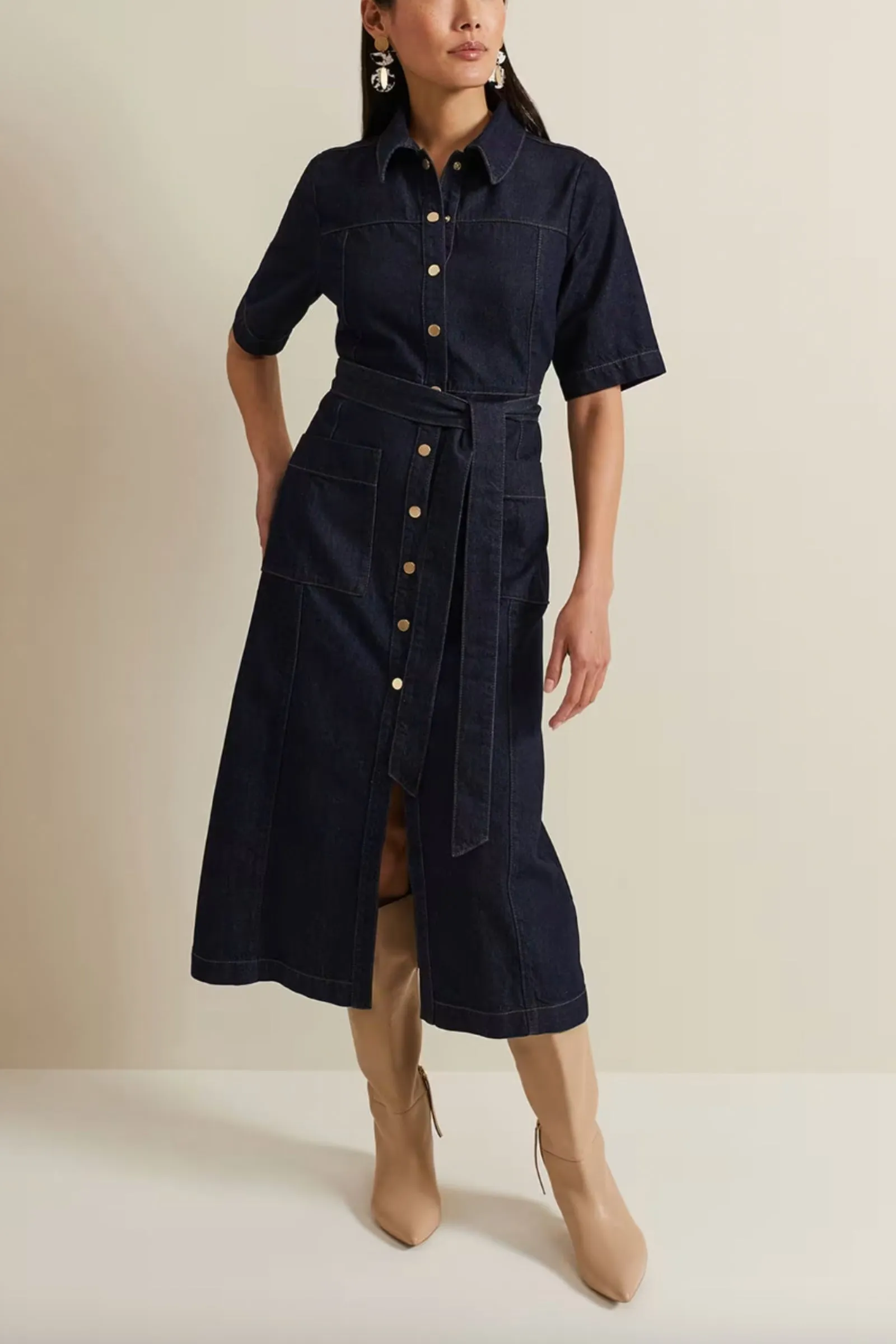 Navy Sonny Denim Midi Dress