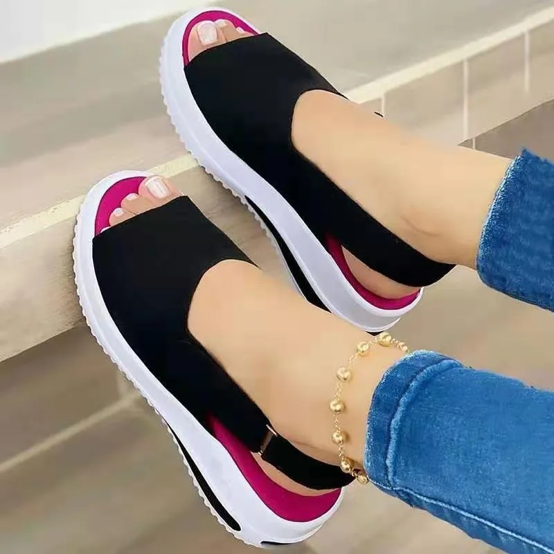 Nicola – Velcro Casual Summer Sandals with Fish Mouth Design