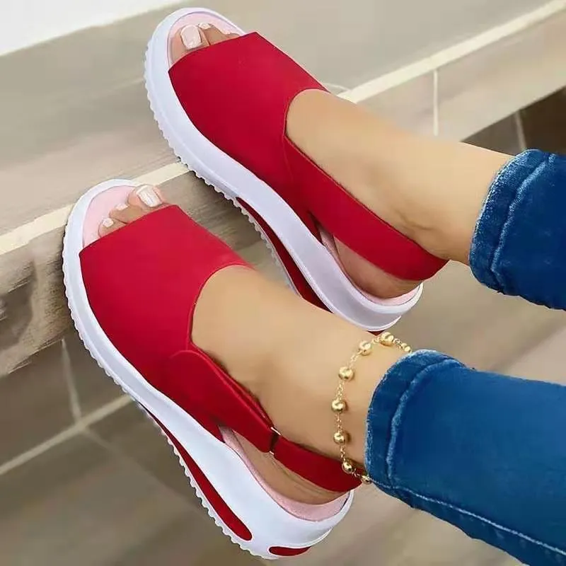 Nicola – Velcro Casual Summer Sandals with Fish Mouth Design