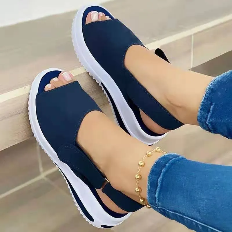 Nicola – Velcro Casual Summer Sandals with Fish Mouth Design
