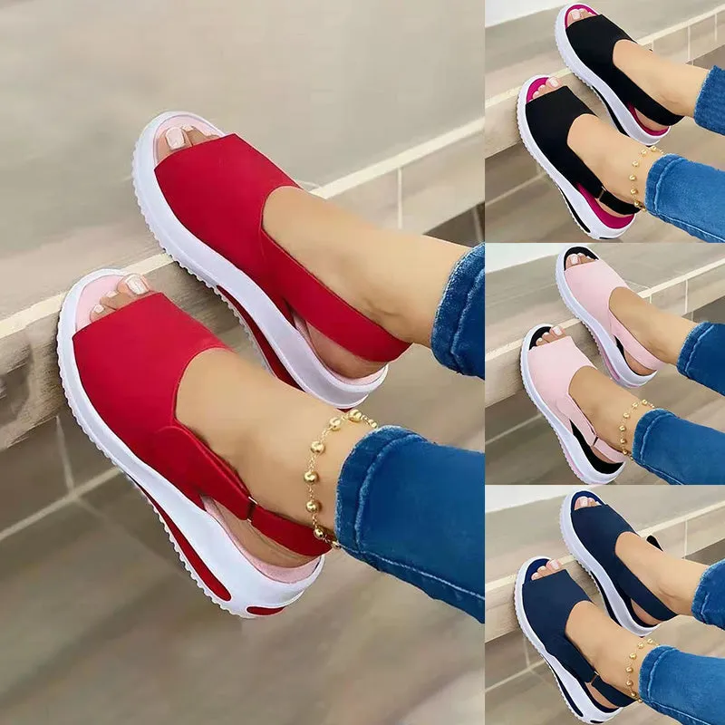 Nicola – Velcro Casual Summer Sandals with Fish Mouth Design