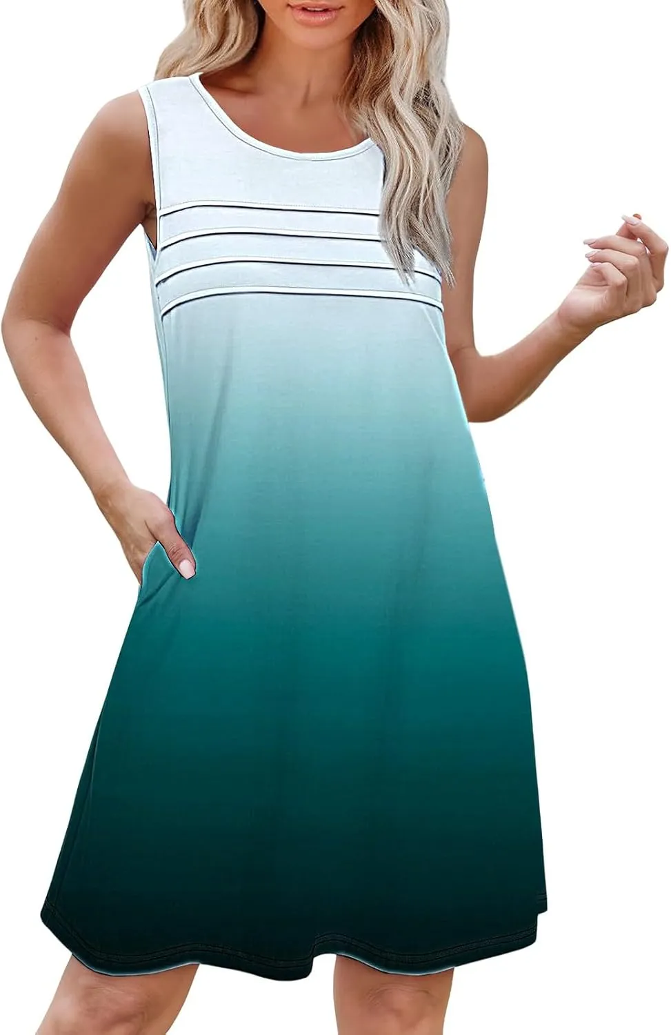 Petite Summer Dresses for Women Womens with Pockets Summer Casual Tank Dress Sleeveless Midi Beach Dress Linen Long