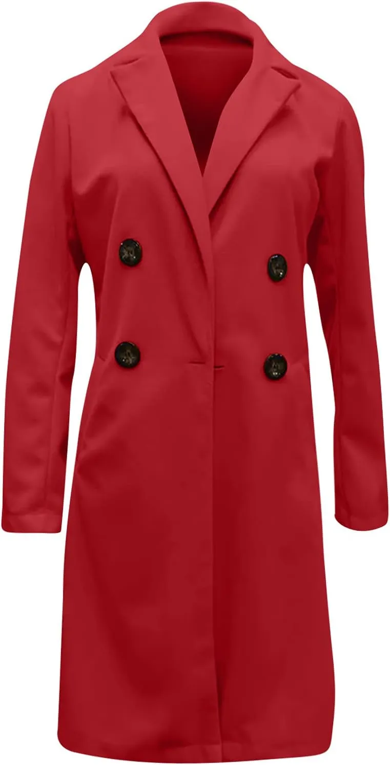PETYCZEN Oversized Blazers for Women Long Sleeve Lapel Open Front Business Casual Tweed Blazer Jackets Casual Trench Coats