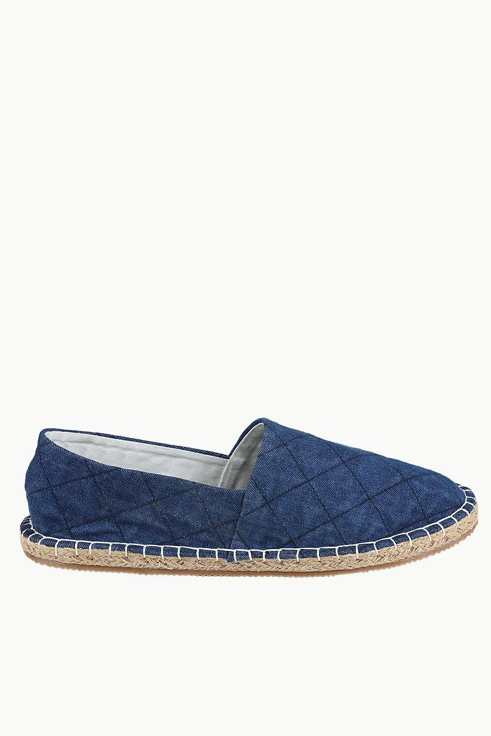 Quilted Pattern Indigo Denim Espadrilles