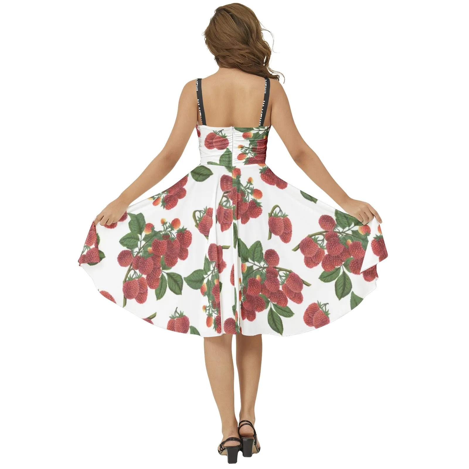 Raspberry Parfait Sleeveless Square Neck Flare Hem Midi Dress