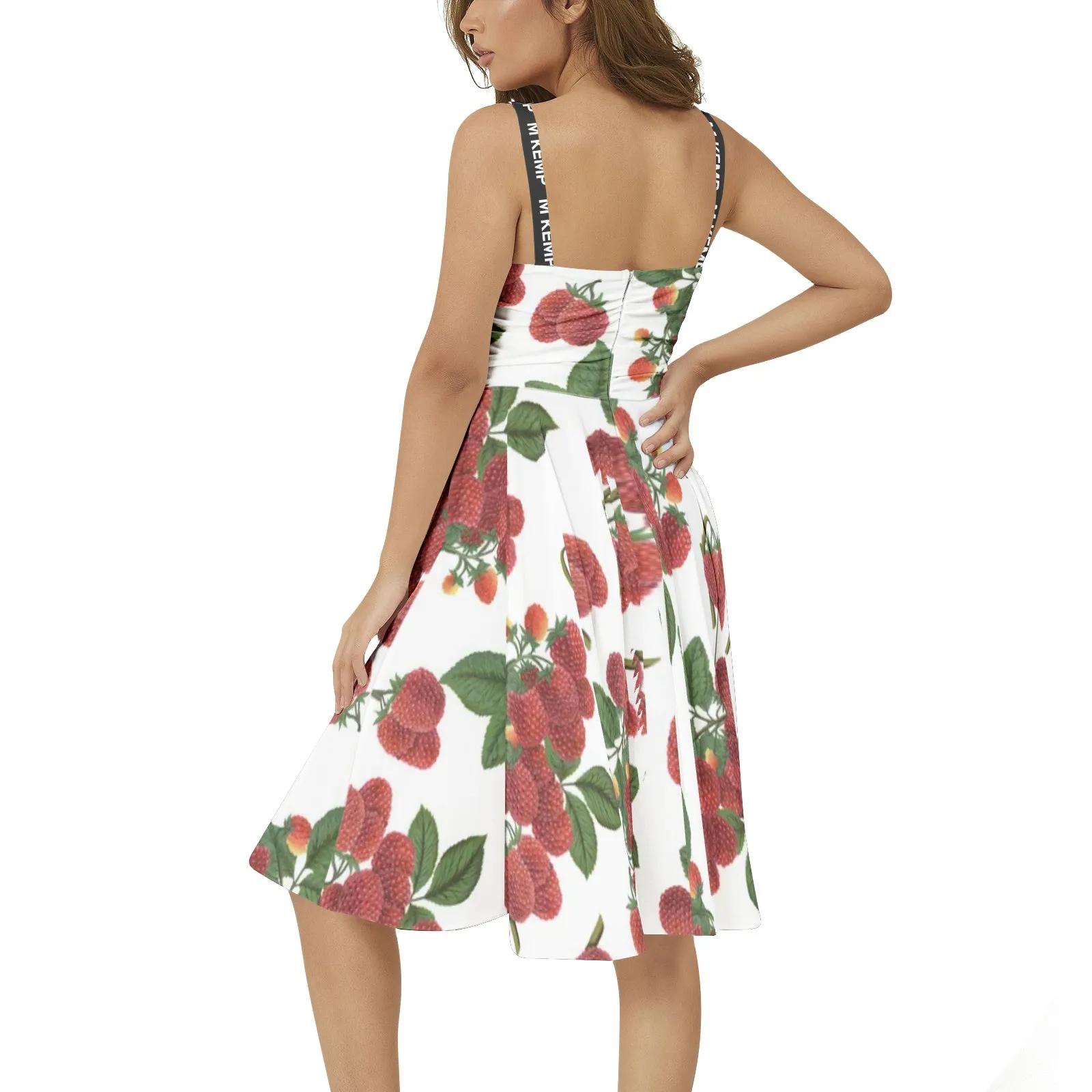 Raspberry Parfait Sleeveless Square Neck Flare Hem Midi Dress