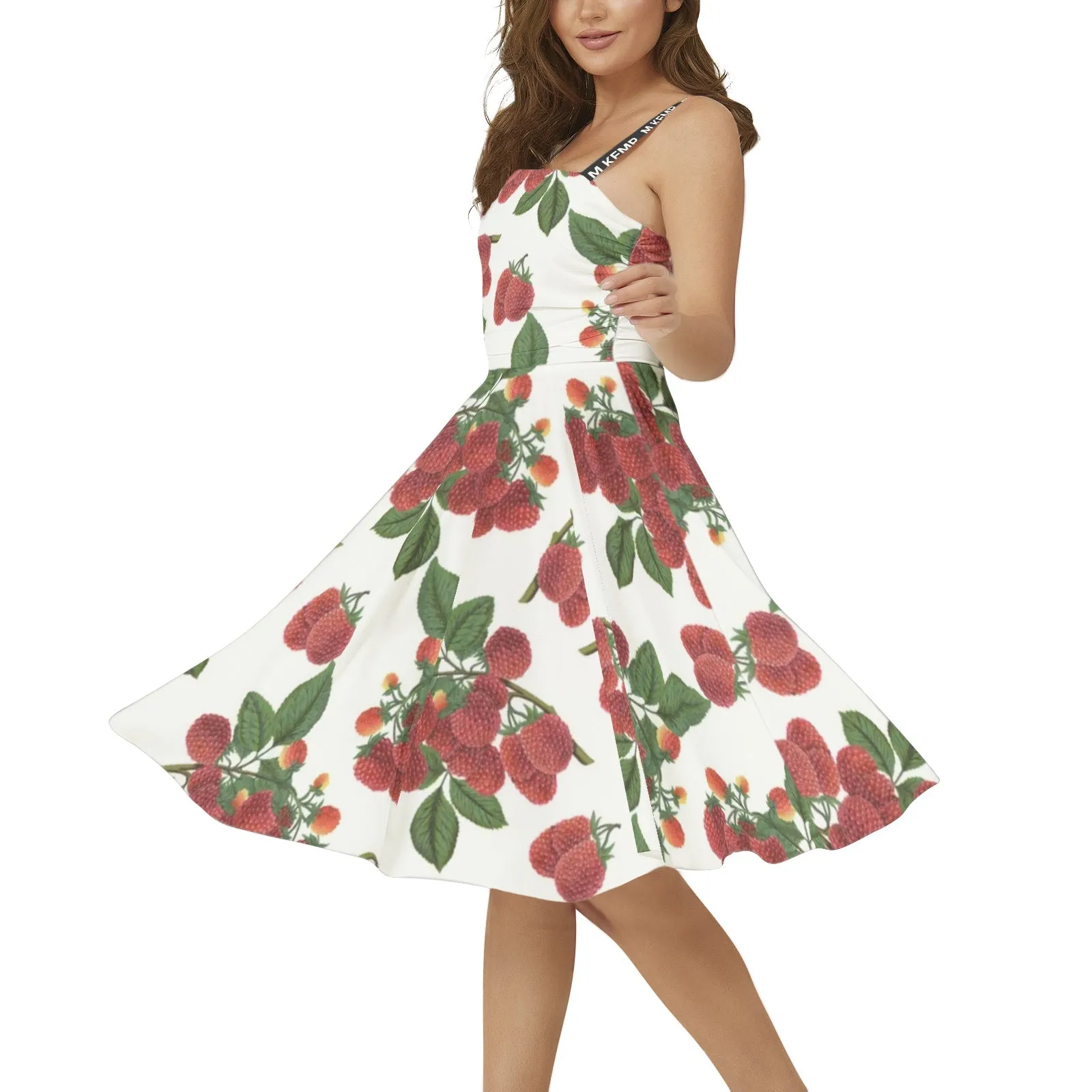 Raspberry Parfait Sleeveless Square Neck Flare Hem Midi Dress