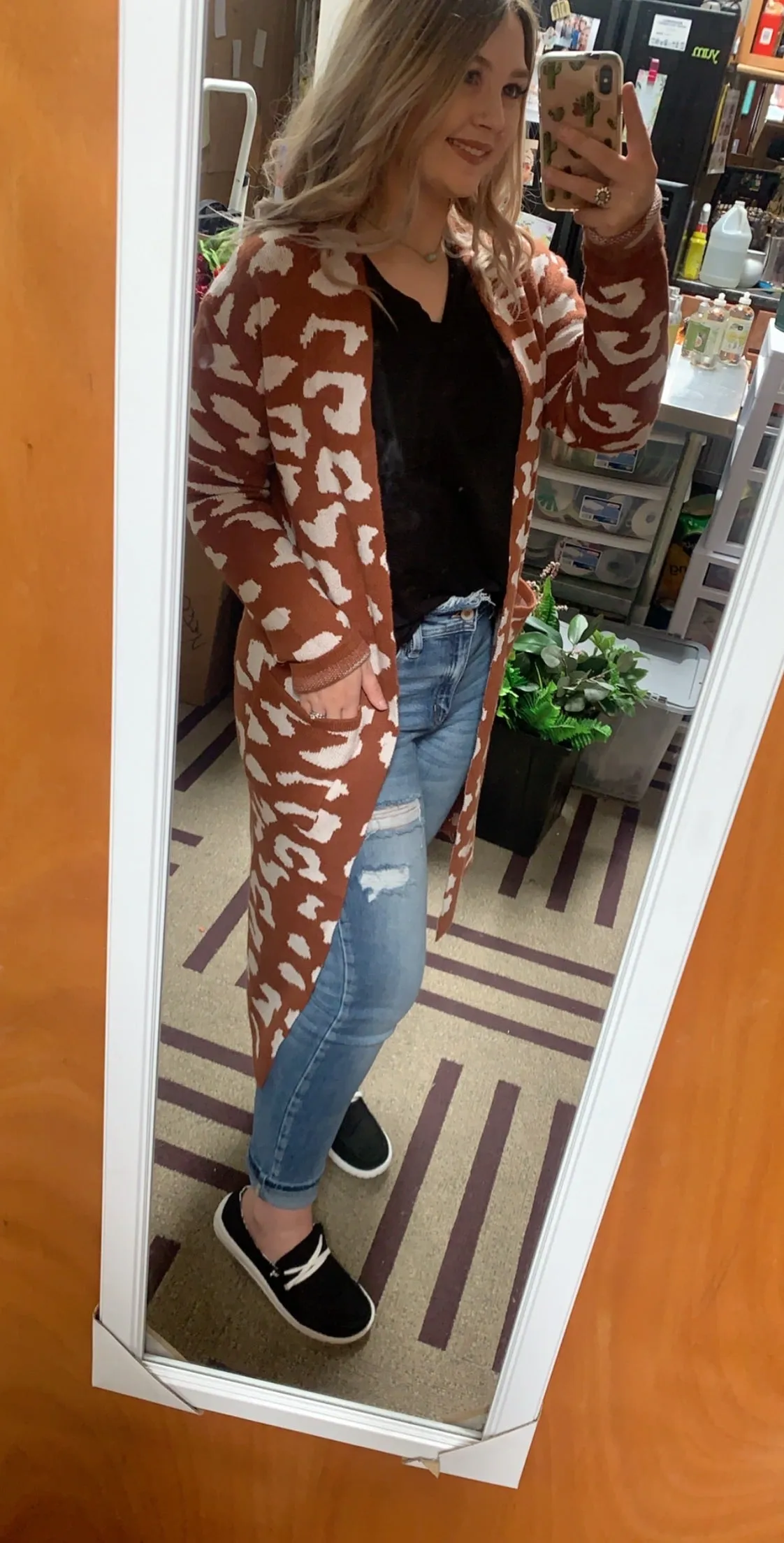 Rust and Leopard Cardigan