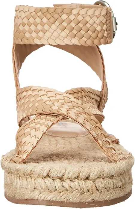 Sam Edelman Dakota Natural Squared Open Toe Ankle Strap Wedge Heeled Sandals