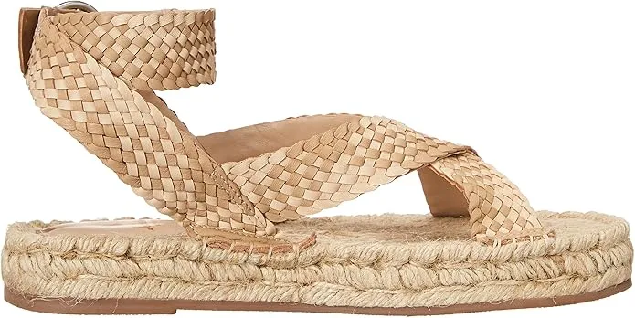 Sam Edelman Dakota Natural Squared Open Toe Ankle Strap Wedge Heeled Sandals