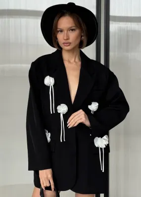 Sandra Contrast Floral Decor Blazer
