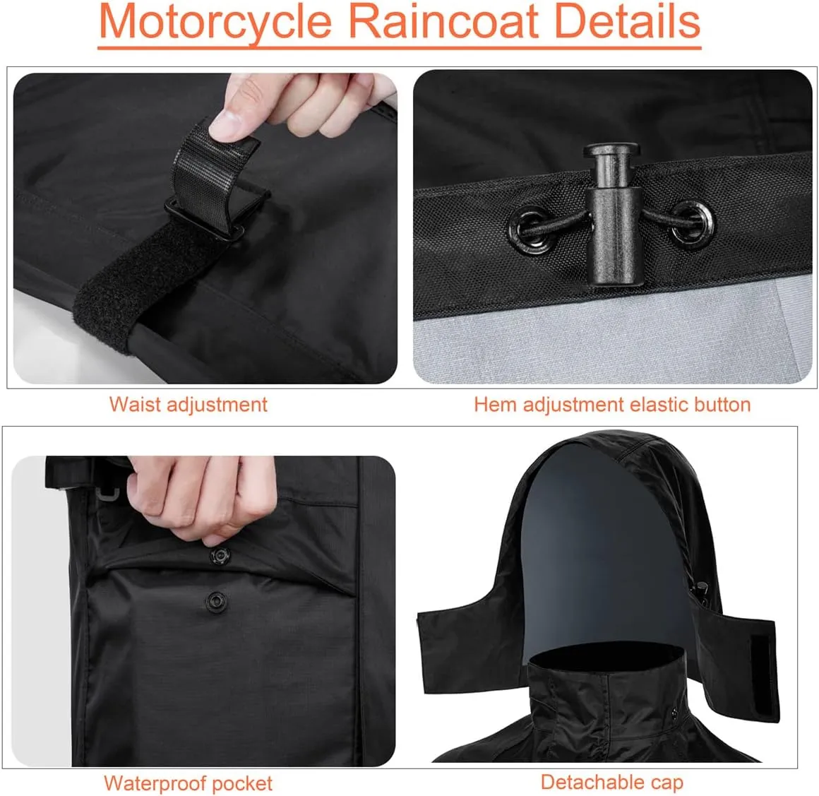 scosao Motorcycle Rain Gear Suit for Men Waterproof Breathable Rain Coats Reflective Riding Rainwear Lightweight Jackets Pant