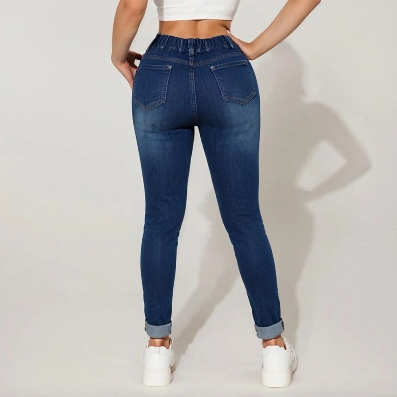 Skinny Jeans for Women Mid Rise Drawstring Elastic Waist Pull on Jean Leggings Jeggings Petite Ladies Denim Joggers