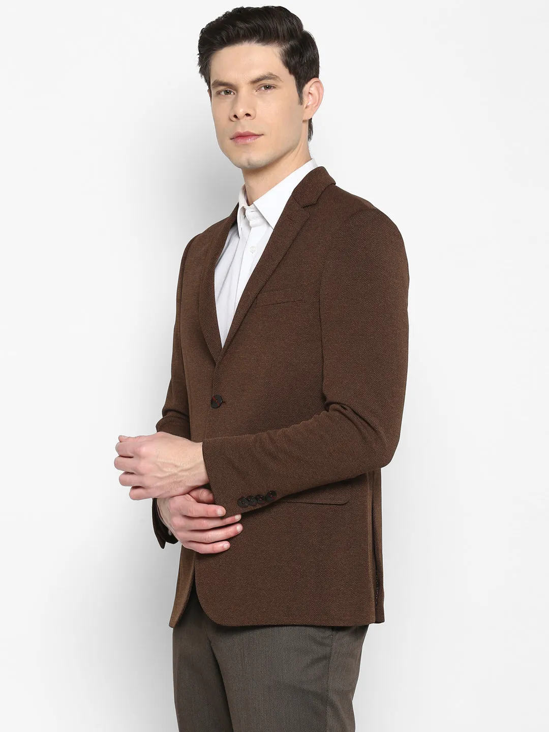 Solid Khaki Blazer for Men