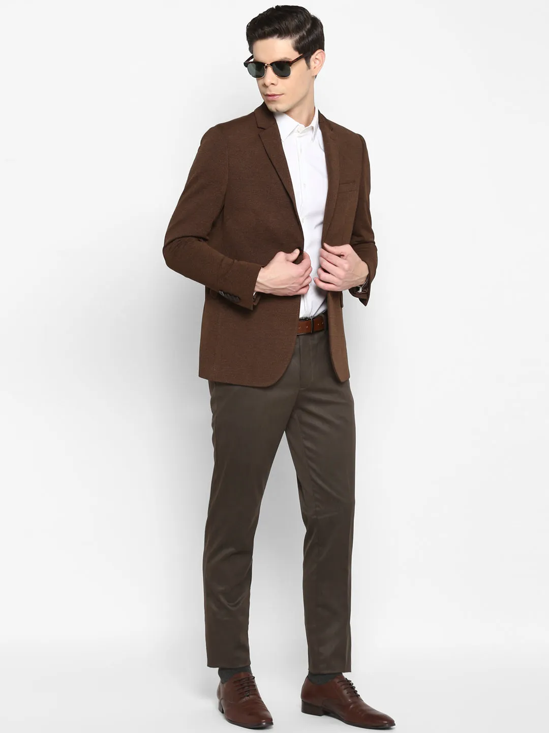 Solid Khaki Blazer for Men