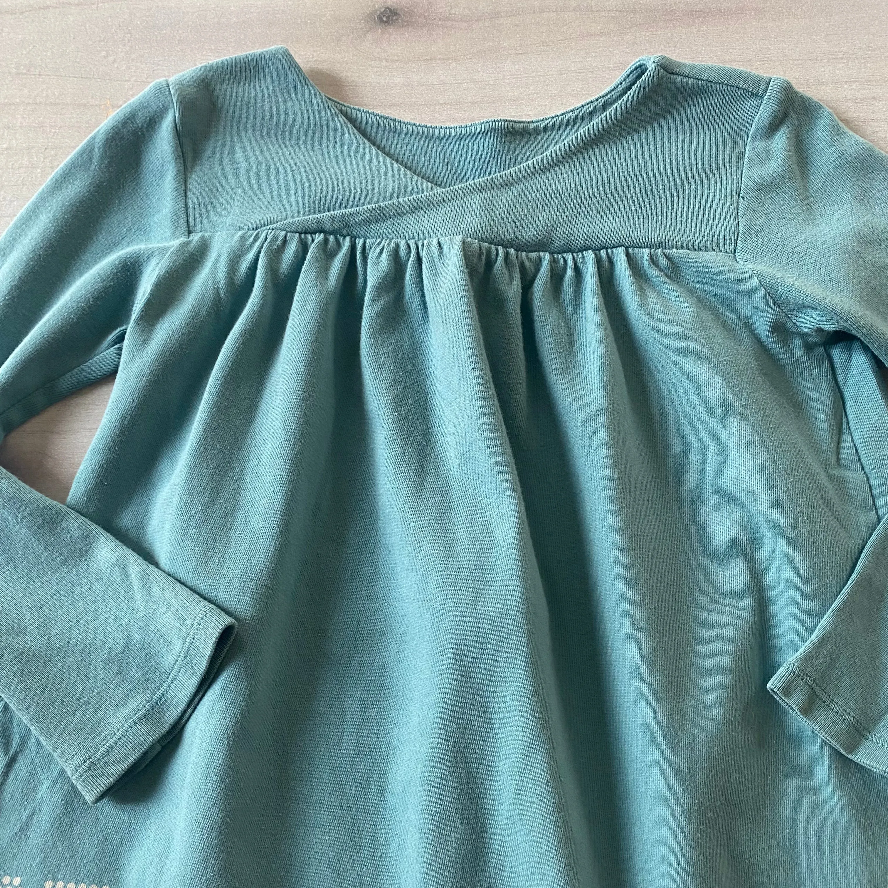 Tea Collection Teal Long Sleeve Geometric Print Cotton Dress