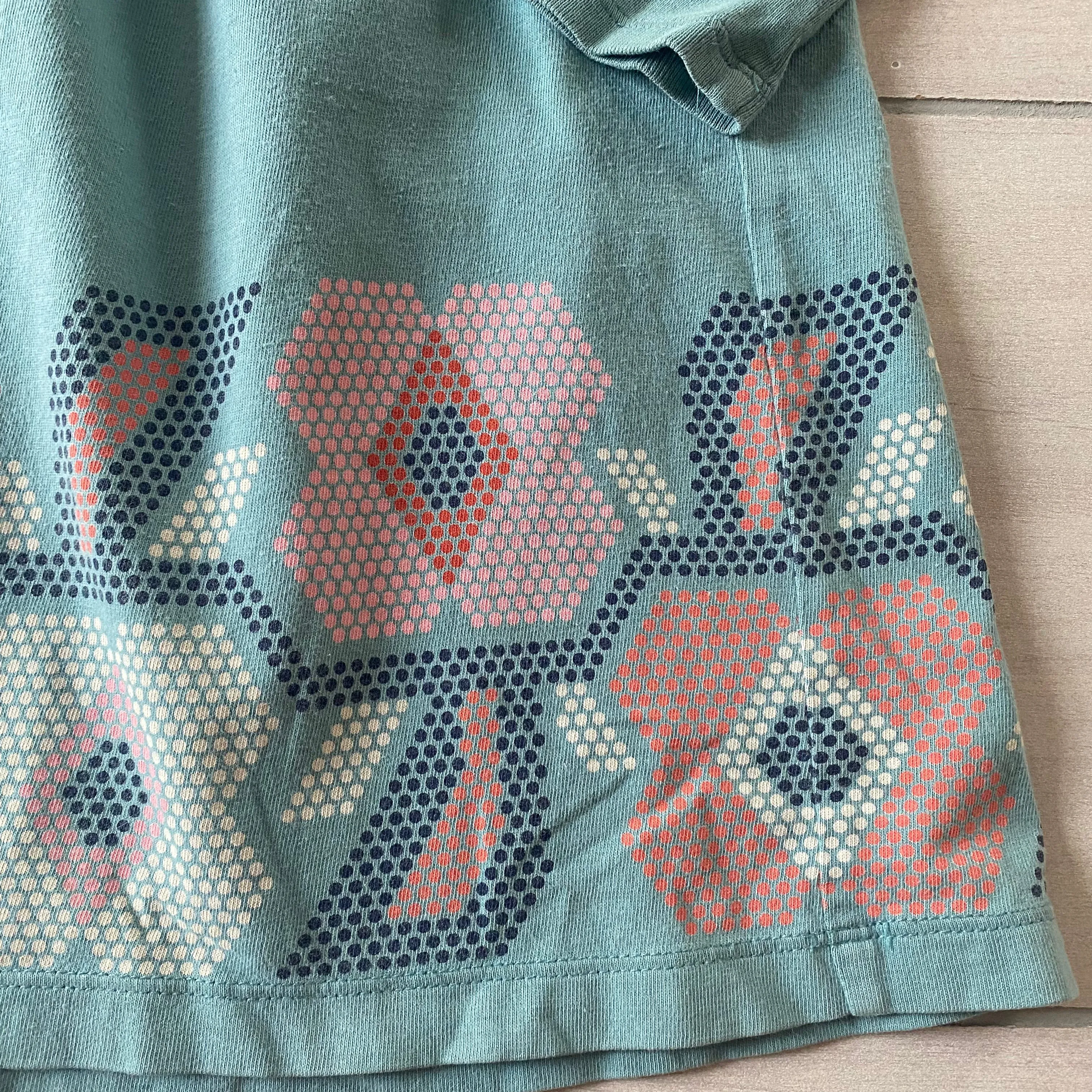 Tea Collection Teal Long Sleeve Geometric Print Cotton Dress