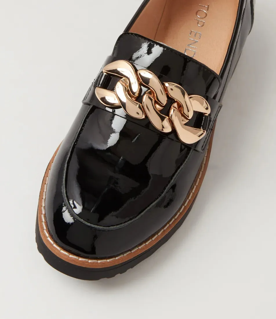 Top End 'Ozama Loafer' - Black Patent Black Sole