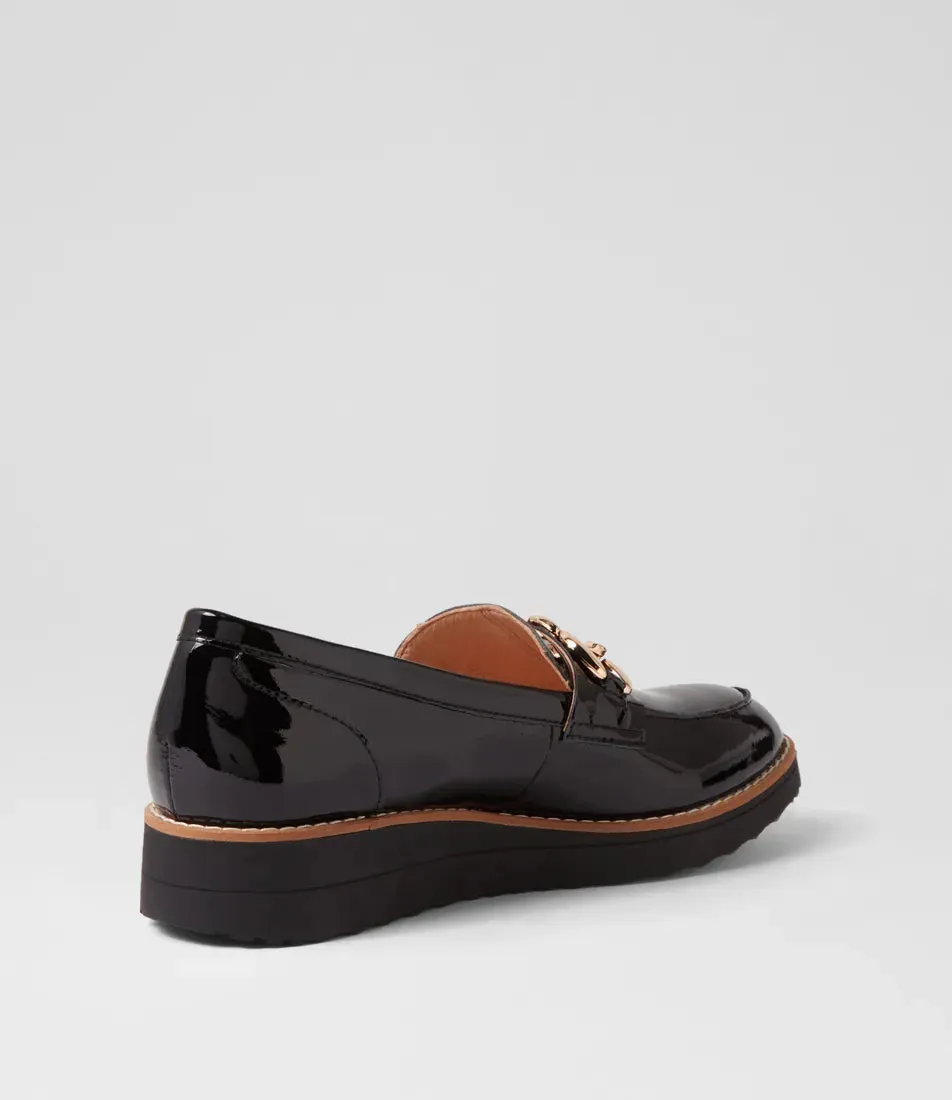 Top End 'Ozama Loafer' - Black Patent Black Sole