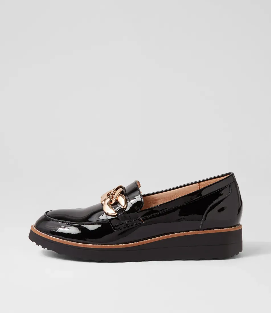 Top End 'Ozama Loafer' - Black Patent Black Sole