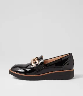 Top End 'Ozama Loafer' - Black Patent Black Sole