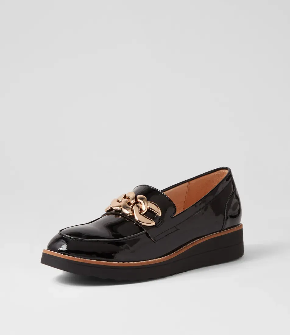 Top End 'Ozama Loafer' - Black Patent Black Sole