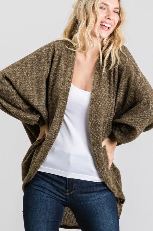 Ultra Soft Dolman Sleeve Cardigan - Olive
