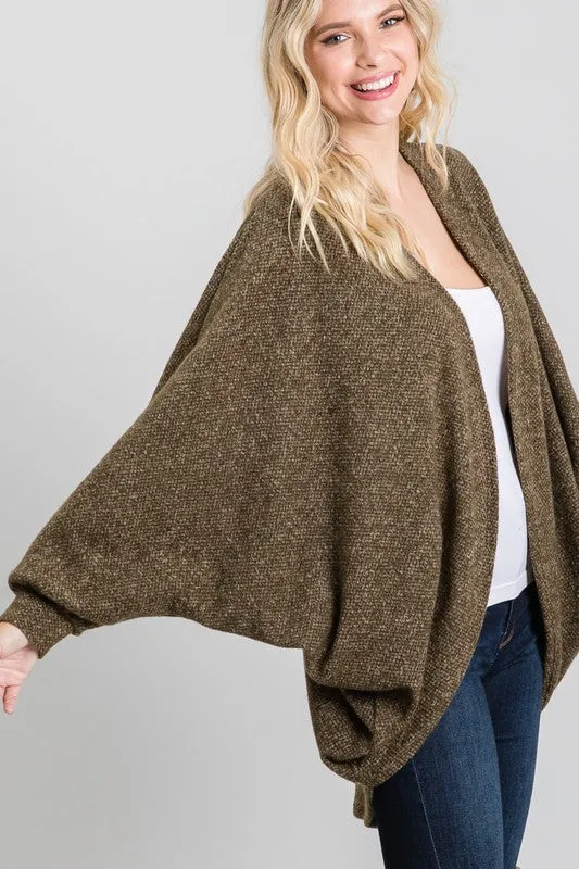 Ultra Soft Dolman Sleeve Cardigan - Olive