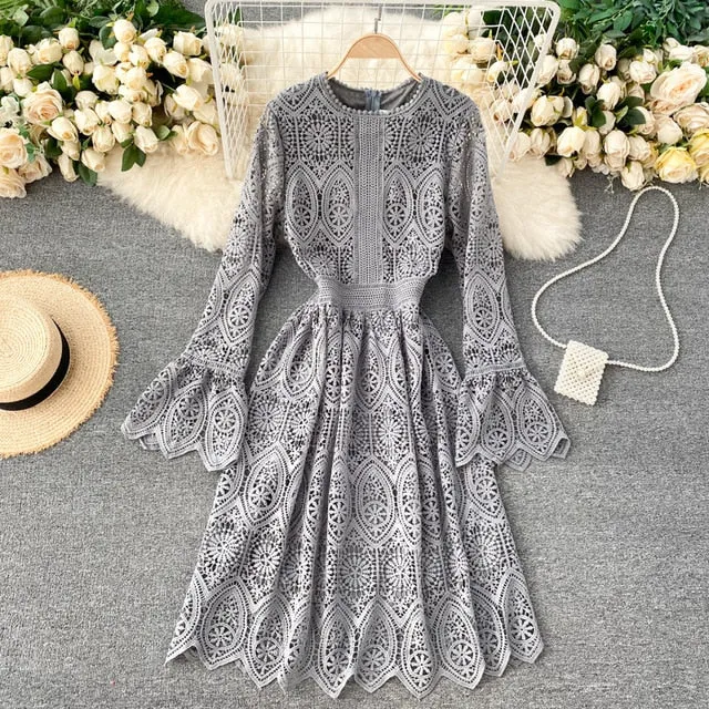 Vintage Dress, Boho Midi Dress, Lace Dress, Lucia White, Pink, Black and Red