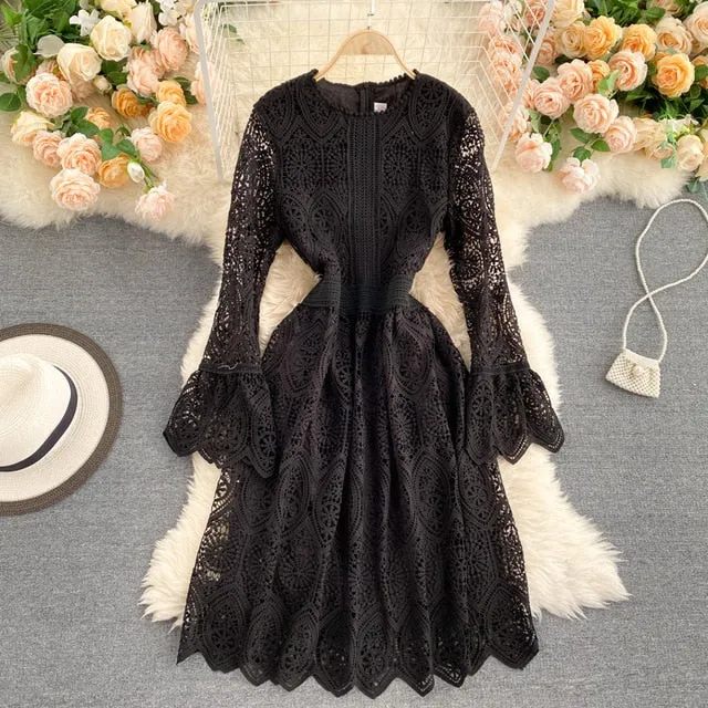 Vintage Dress, Boho Midi Dress, Lace Dress, Lucia White, Pink, Black and Red