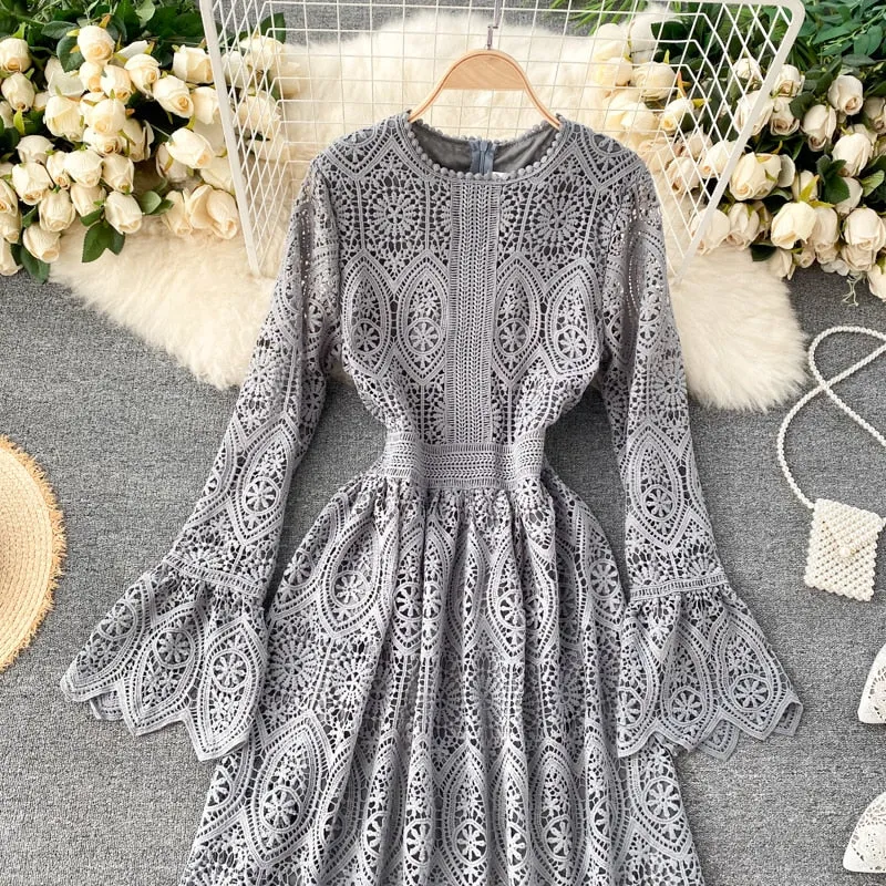 Vintage Dress, Boho Midi Dress, Lace Dress, Lucia White, Pink, Black and Red