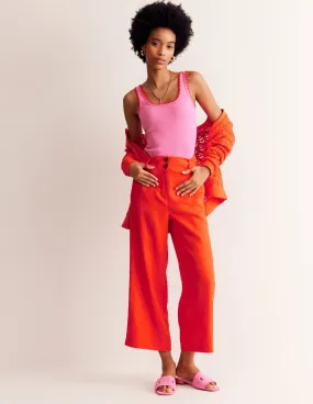 Westbourne Linen Crop Trousers-Mandarin Orange