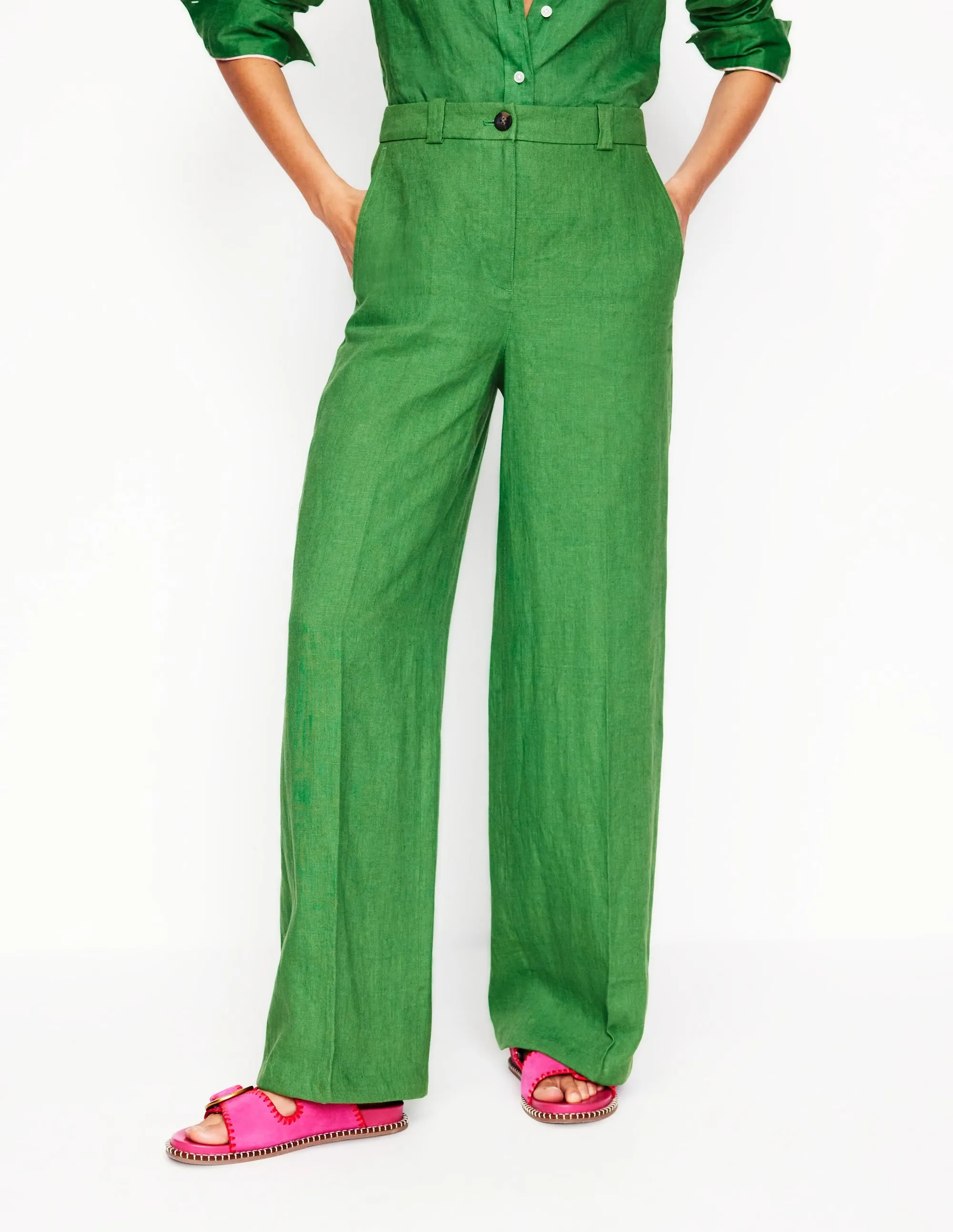Westbourne Linen Trousers-Paradise Green