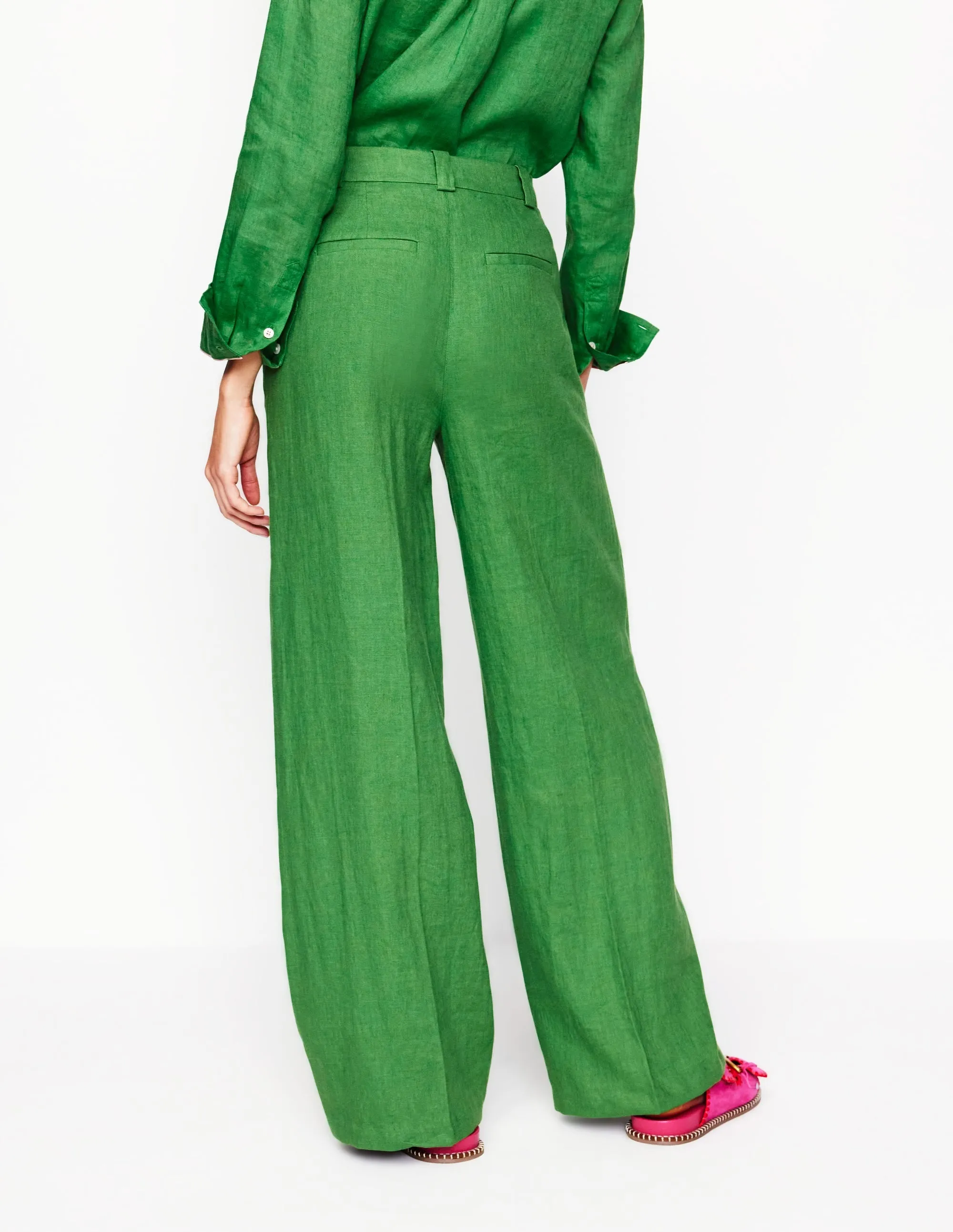 Westbourne Linen Trousers-Paradise Green