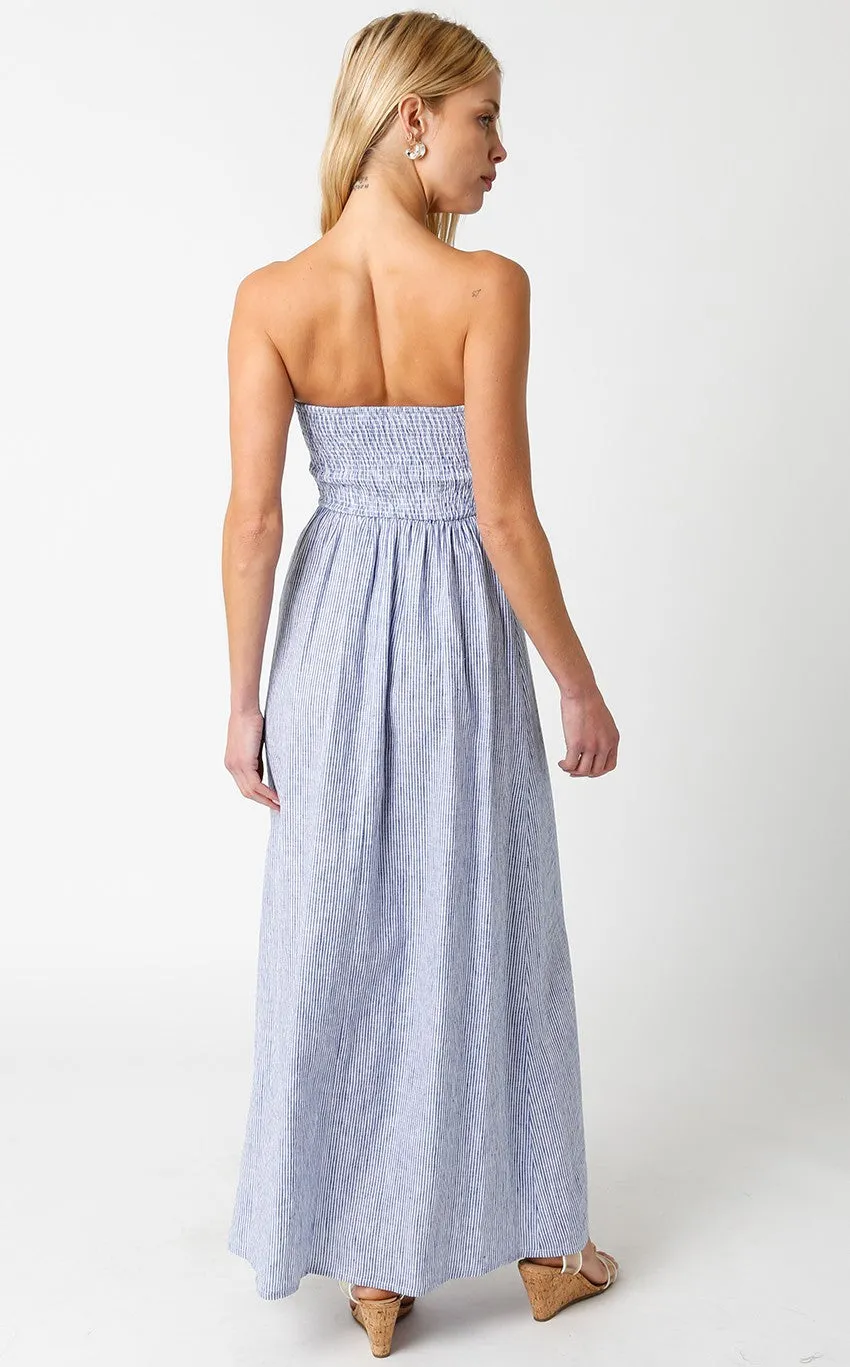 Winery Midi Dress Blue White