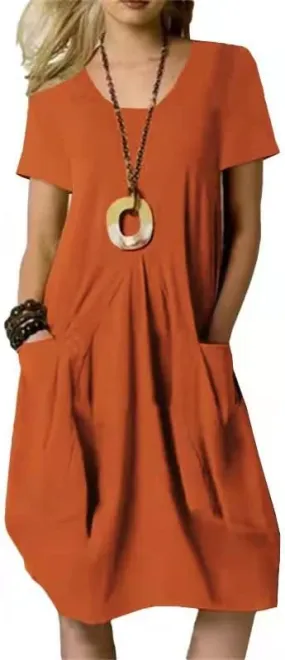 Women Long Sleeve Swing Tshirt Dress with Pockets Loose Fit Summer Casual Tunic Dress