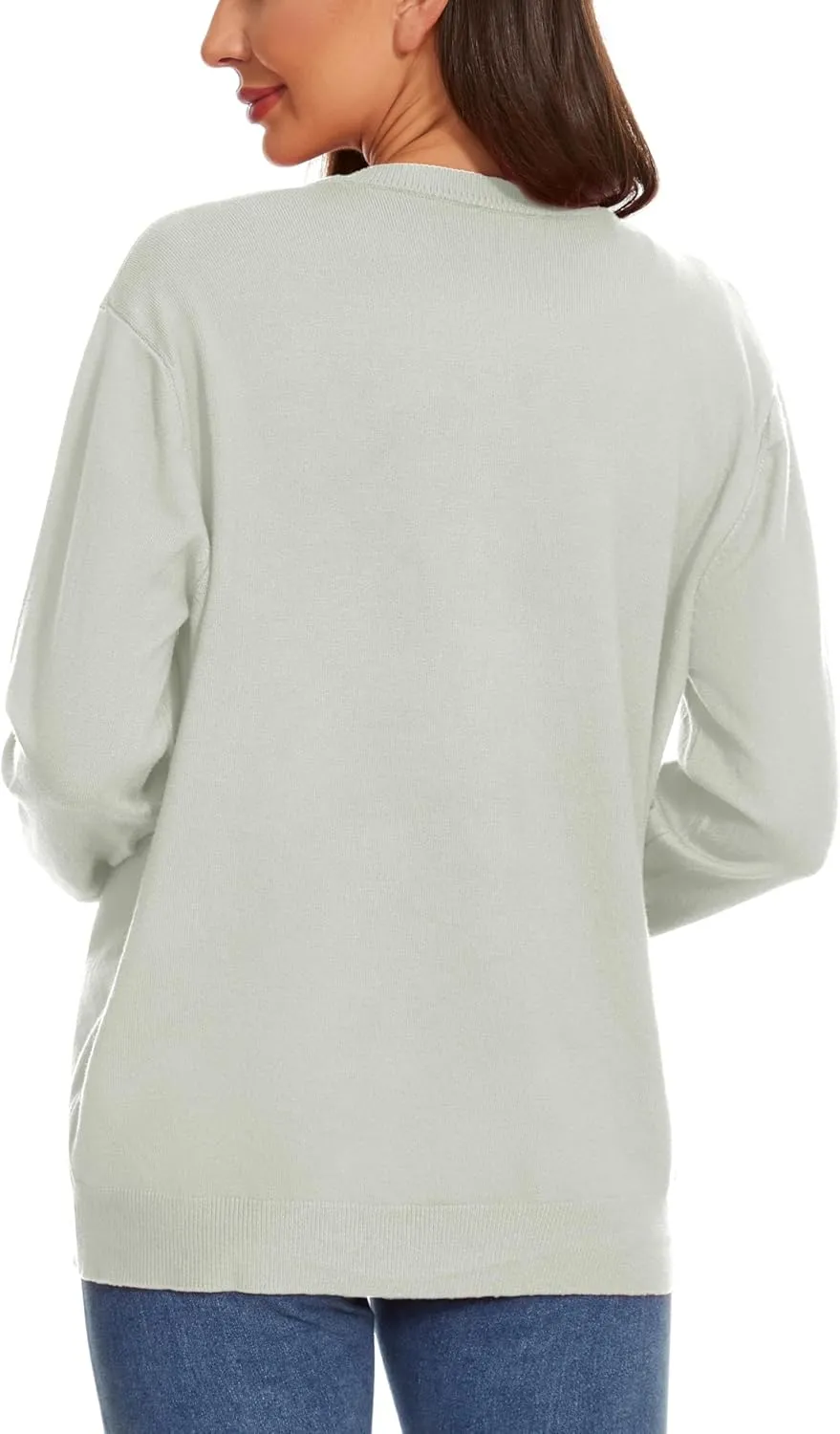 Womens Cardigan Sweaters Button Down Classic Long Sleeve Casual Crew Neck Soft Regular Fit Spring Tops（S-2XL）