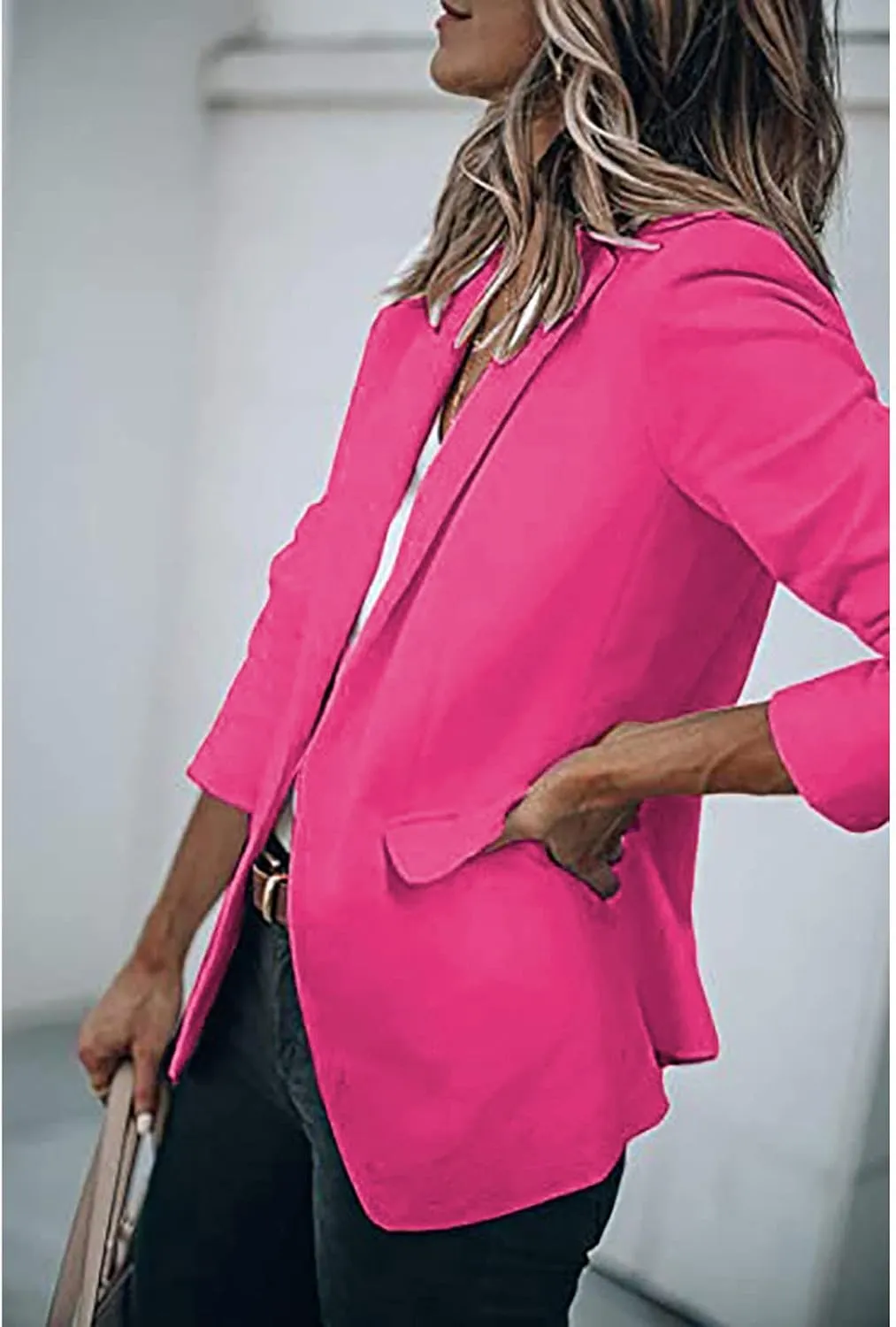 Women's Casual Blazer Casual Lapel Open Front Long Sleeve Work Office Suit Jacket Coat Blazer Dress