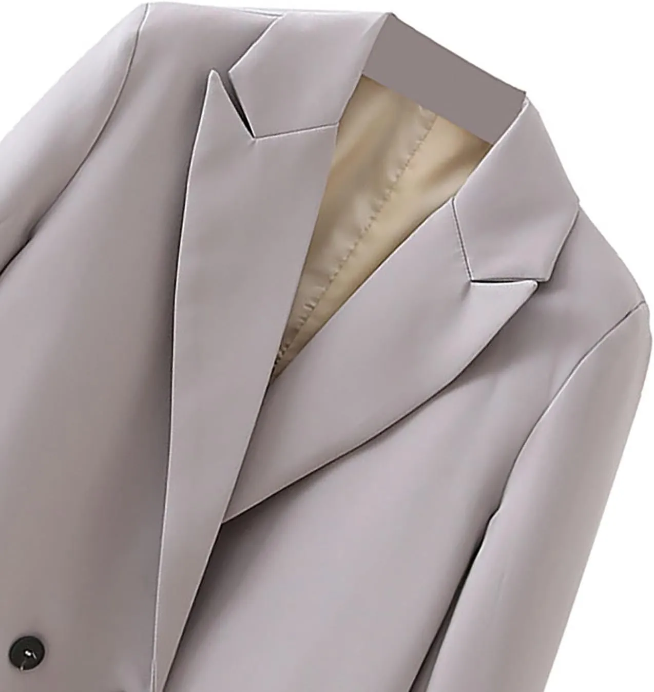 Womens Casual Boyfriend Oversized Shoulder Pads Blazer Button Down Long Sleeve Lapel Work Office Casual Blazer Jacket