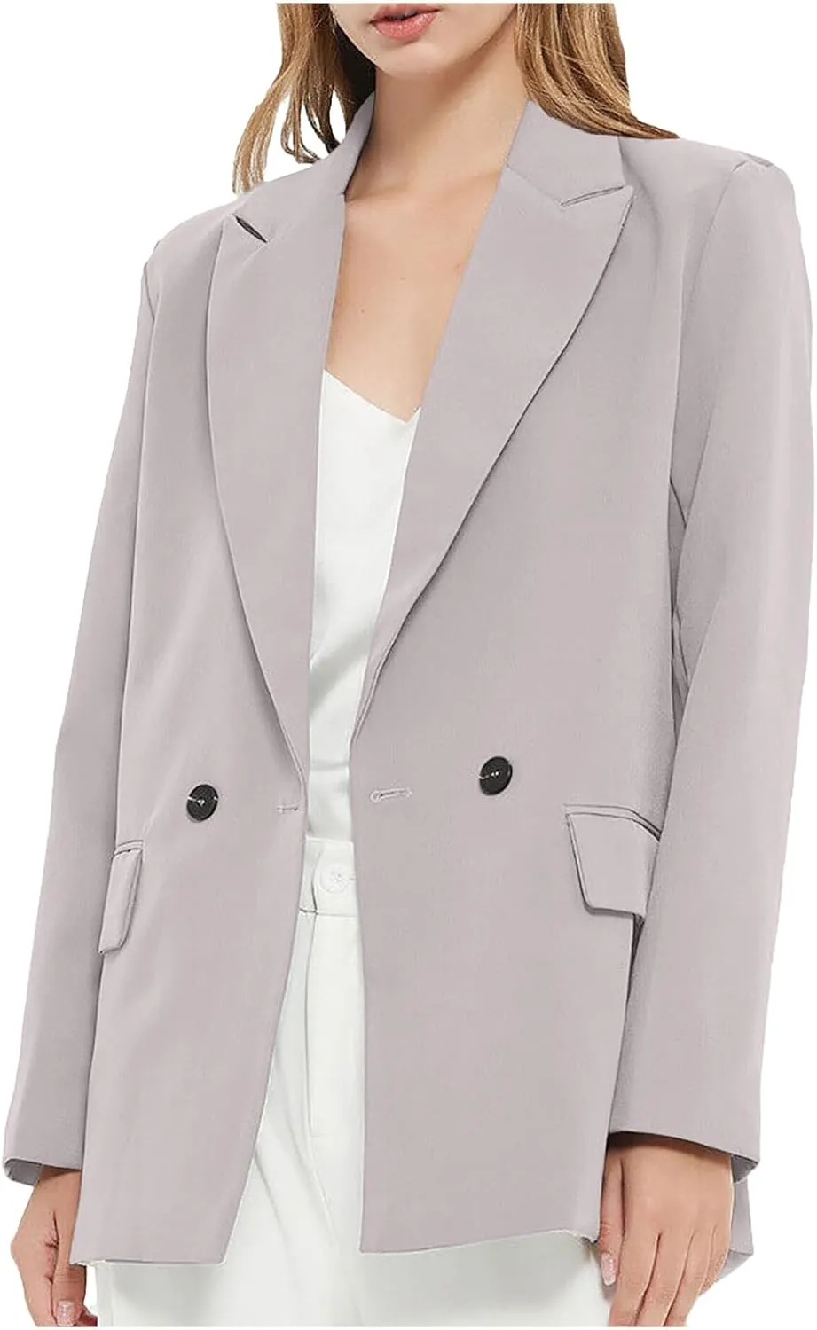Womens Casual Boyfriend Oversized Shoulder Pads Blazer Button Down Long Sleeve Lapel Work Office Casual Blazer Jacket