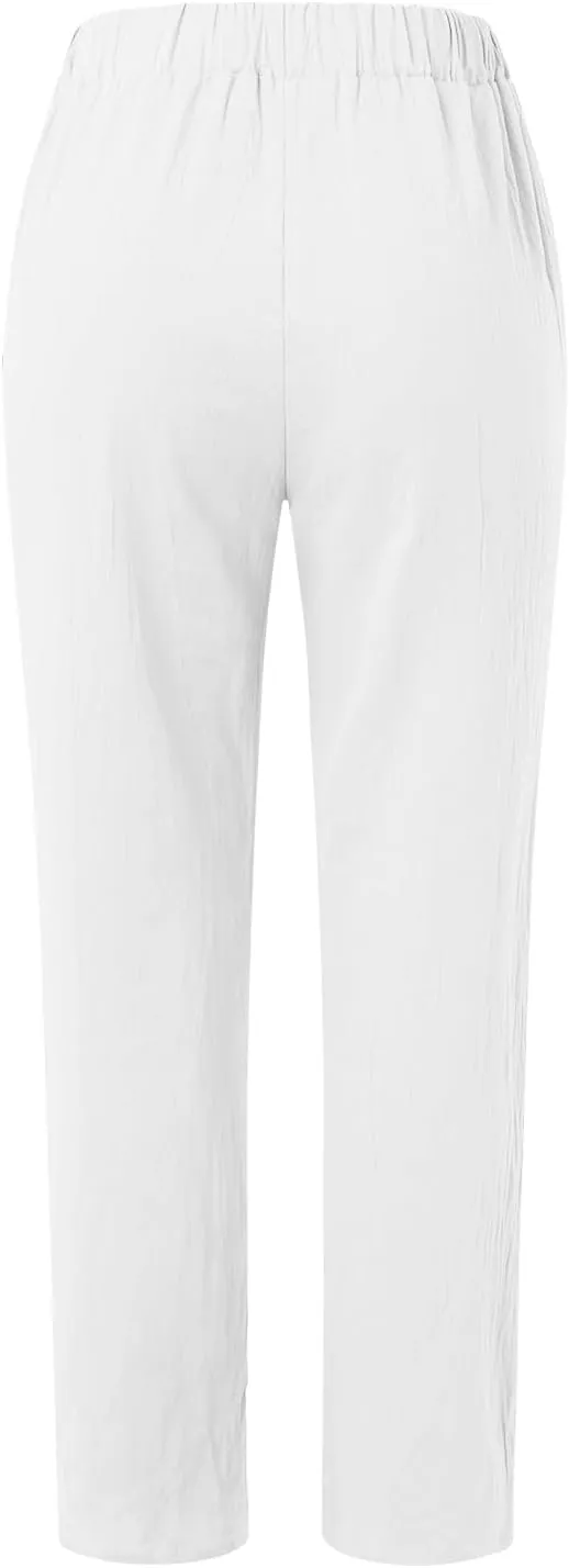 Women's Casual Pants Elastic Waist Trendy Pants Straight Leg Baggy Trousers with Pocket Sweatpants Trousers