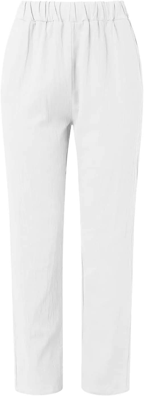 Women's Casual Pants Elastic Waist Trendy Pants Straight Leg Baggy Trousers with Pocket Sweatpants Trousers