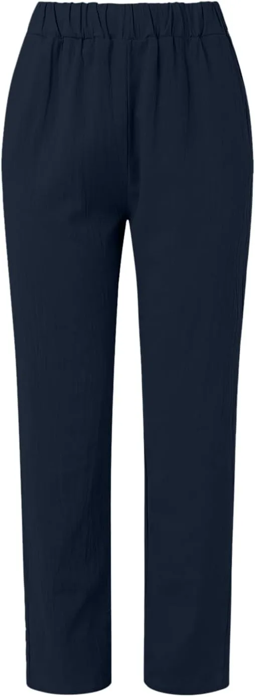 Women's Casual Pants Elastic Waist Trendy Pants Straight Leg Baggy Trousers with Pocket Sweatpants Trousers
