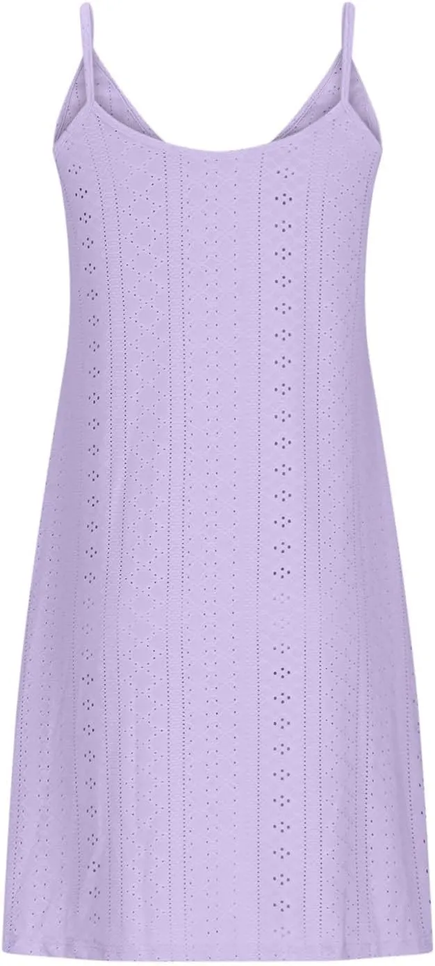 Women's Eyelet Maxi Dress V-Neck Casual 2025 Spring Summer Plu Size Elegant Chic Trendy Clothing
